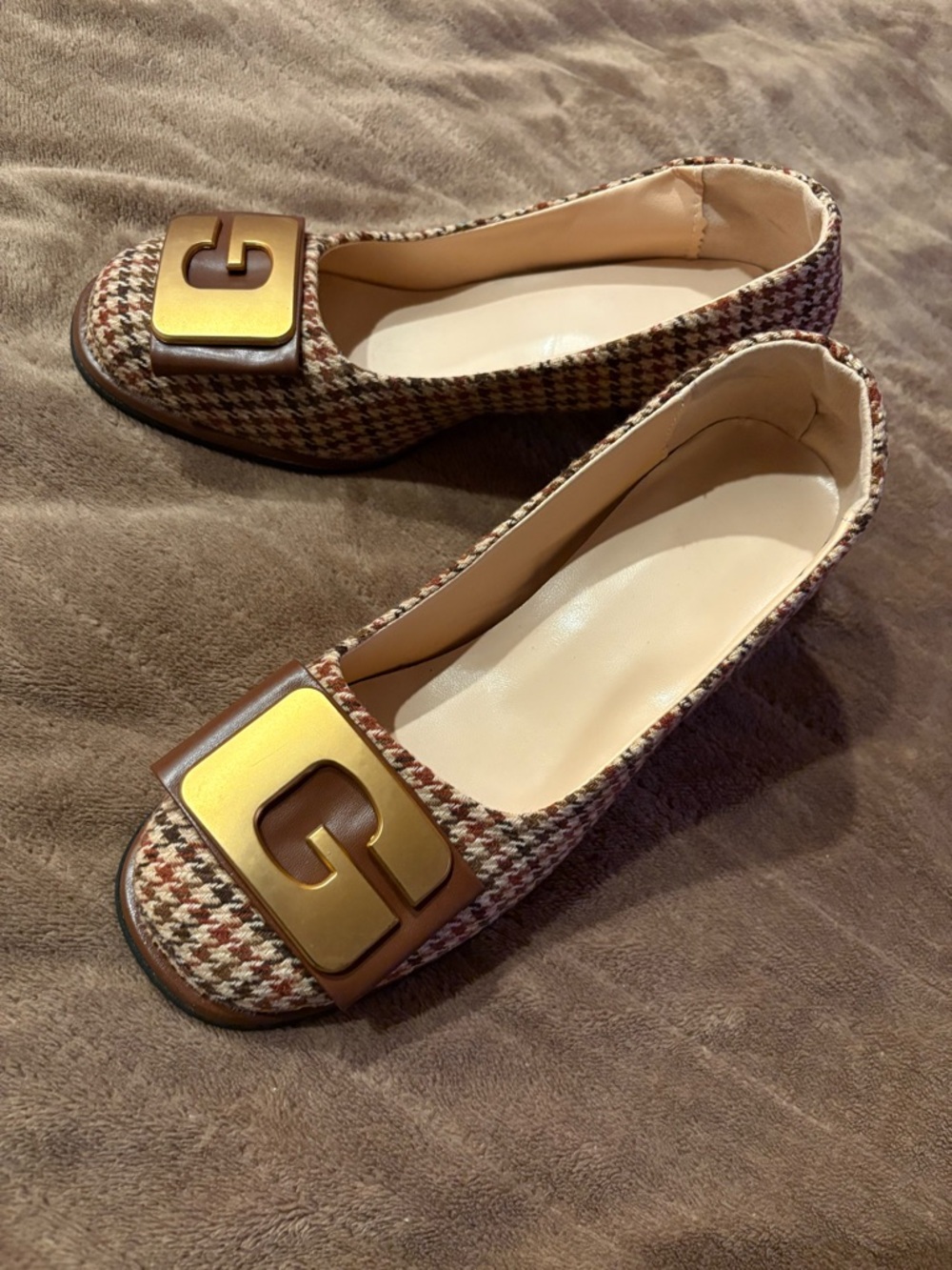 Women's Tweed Flats with Gold Buckle target new size 7.5/8